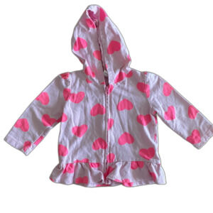 Jumping Beans Pink Heart Zip Hoodie Girls' 12 Months